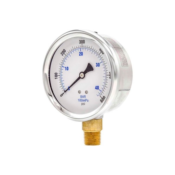 Engineered Specialty Products, Inc Pic Gauges 4" Pressure Gauge, Liquid Filled, 600 PSI, Stainless Case, Lower Mount, 201L-402K 201L-402K - main